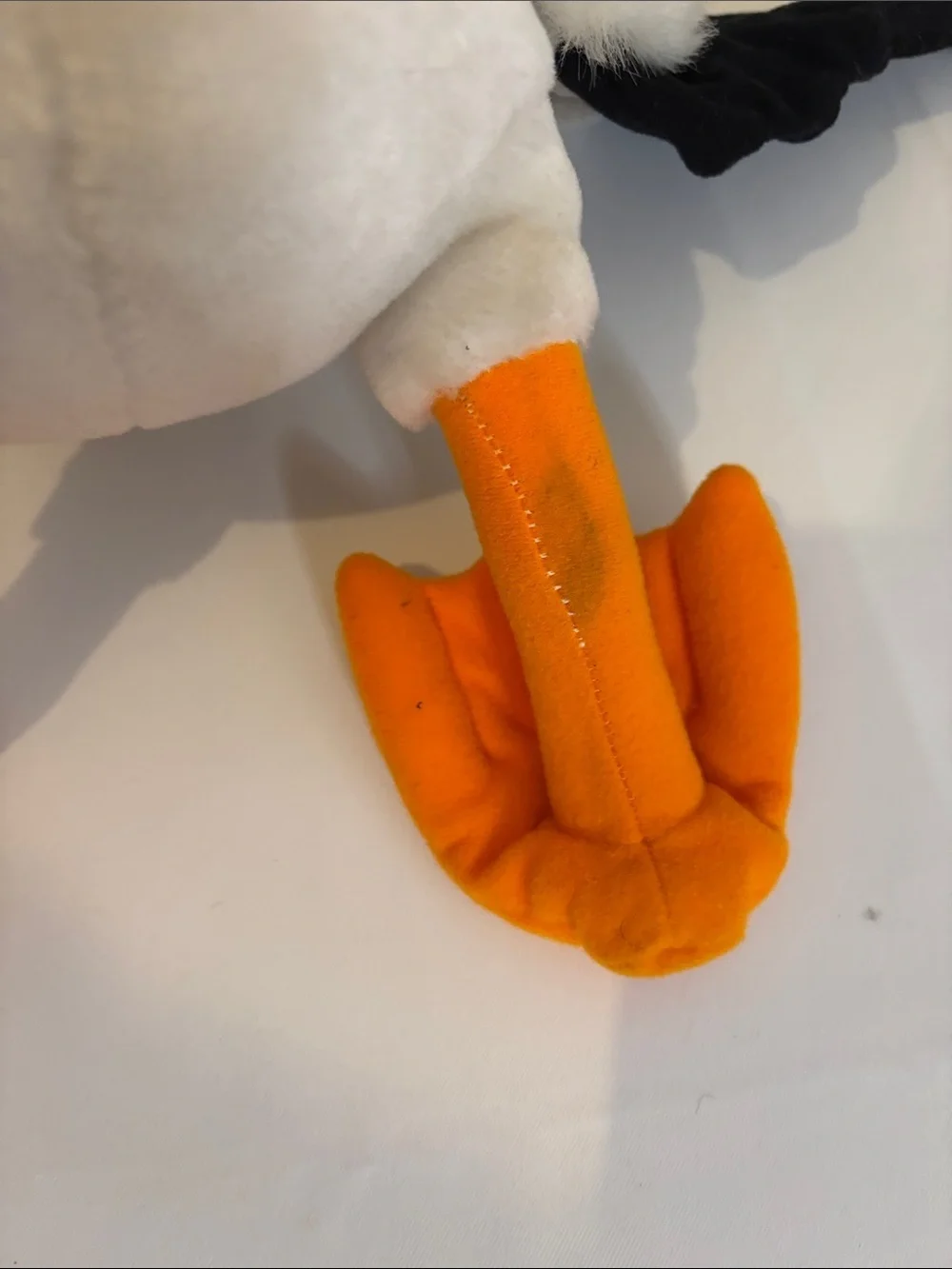 Scuttle Plush Pelican Bird Toy - White and Orange Soft Pet Playmate